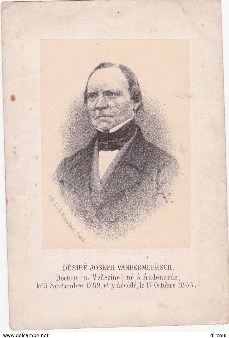 43898 -  AUDENAERDE   -  Image Pieuse  Désiré Joseph  Vandermeersch  Docteur  Medecine1789  -1863 - 2  Scans - 13 X 9 - Oudenaarde