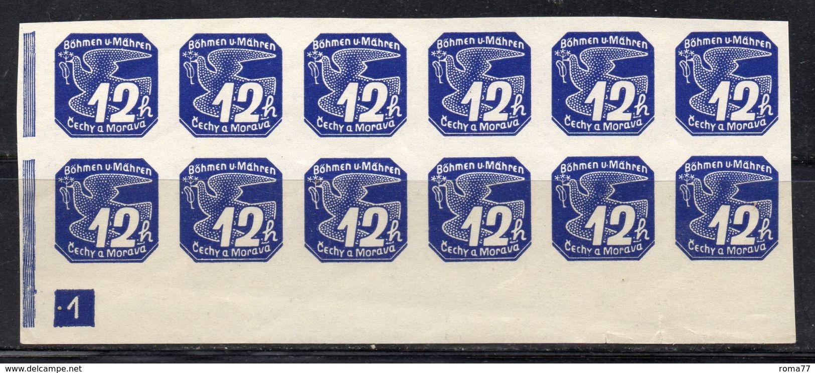 Q292B - CECOSLOVACCHIA , Giornali : Blocco Di 12 Con Numero (1) Di Tavola  ***  MNH. - Newspaper Stamps