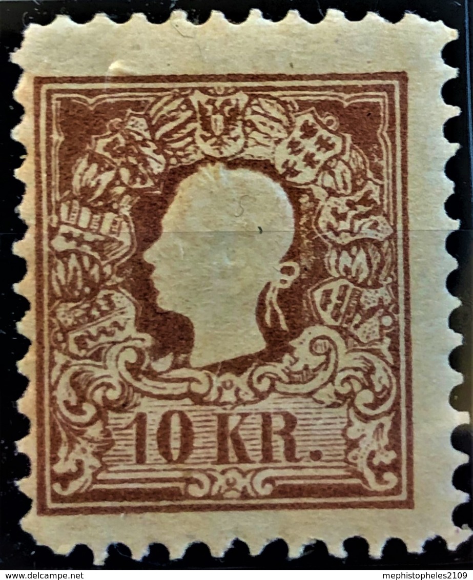 AUSTRIA 1858 - MLH - ANK 14N. - Neudruck 1870 - 10kr - Ensayos & Reimpresiones
