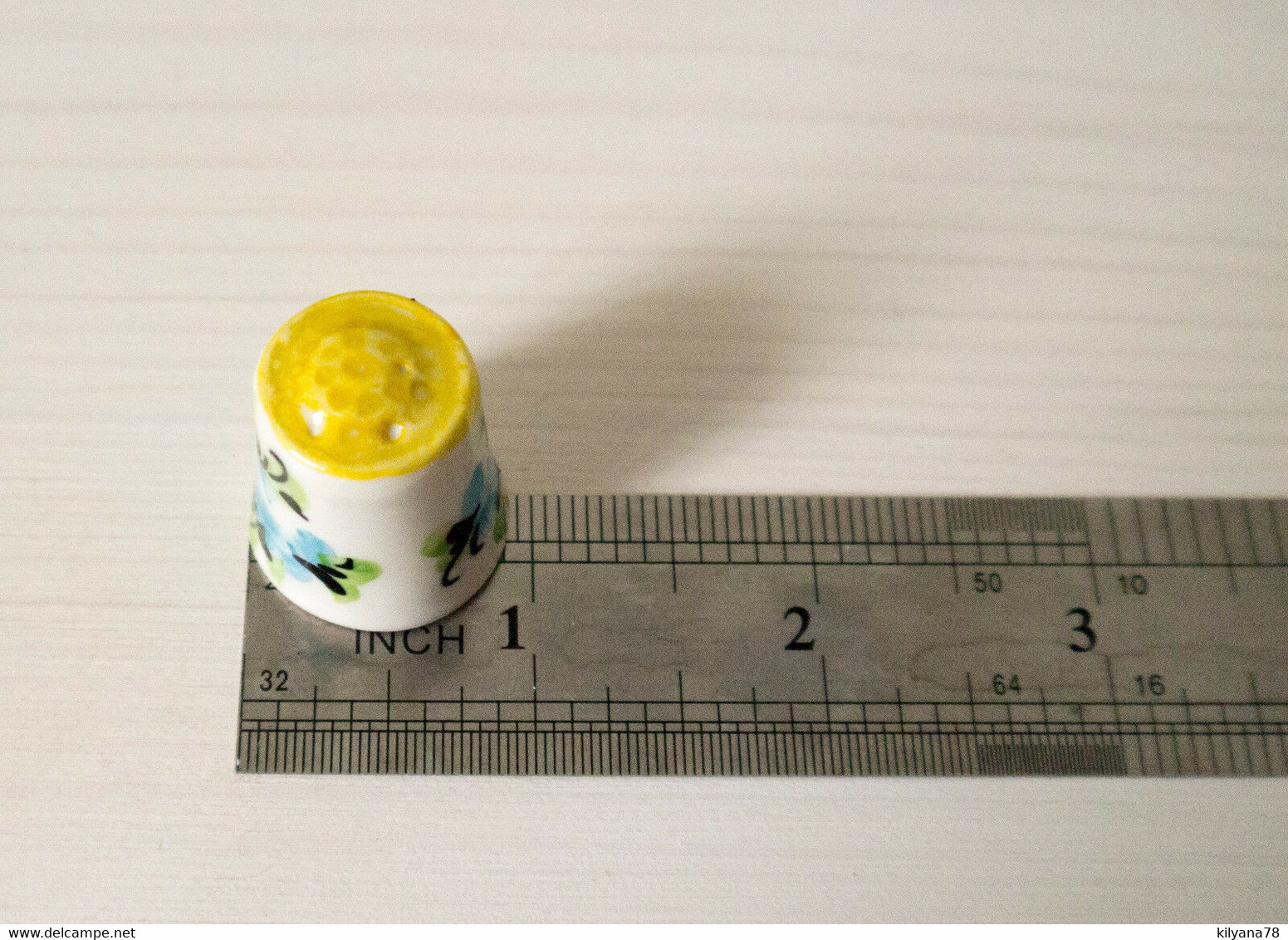 Thimble FLORAL Gzhel Hand Painted Made Solid Porcelain Russian Ethnic Souvenir