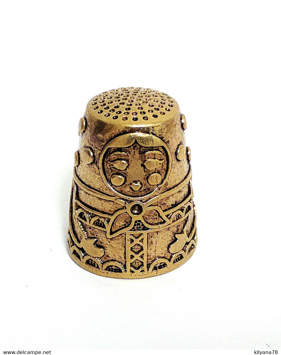 Thimble MATRESHKA DOLL Folk Ethnic Brass Metal Russian Souvenir Collectible - Dés à Coudre