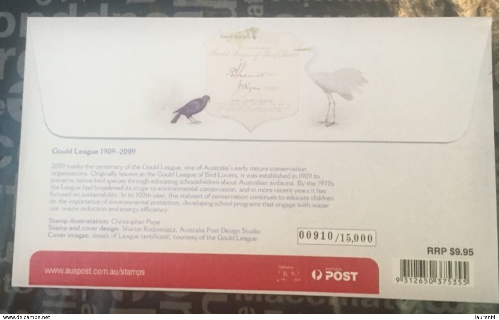(Special - 4-8-2020) Australia - 2009 - Gould League Of Bird Lovers  - Australia Special Cover (RRP $ 9.95) Nº 00910 - Mechanical Postmarks (Advertisement)