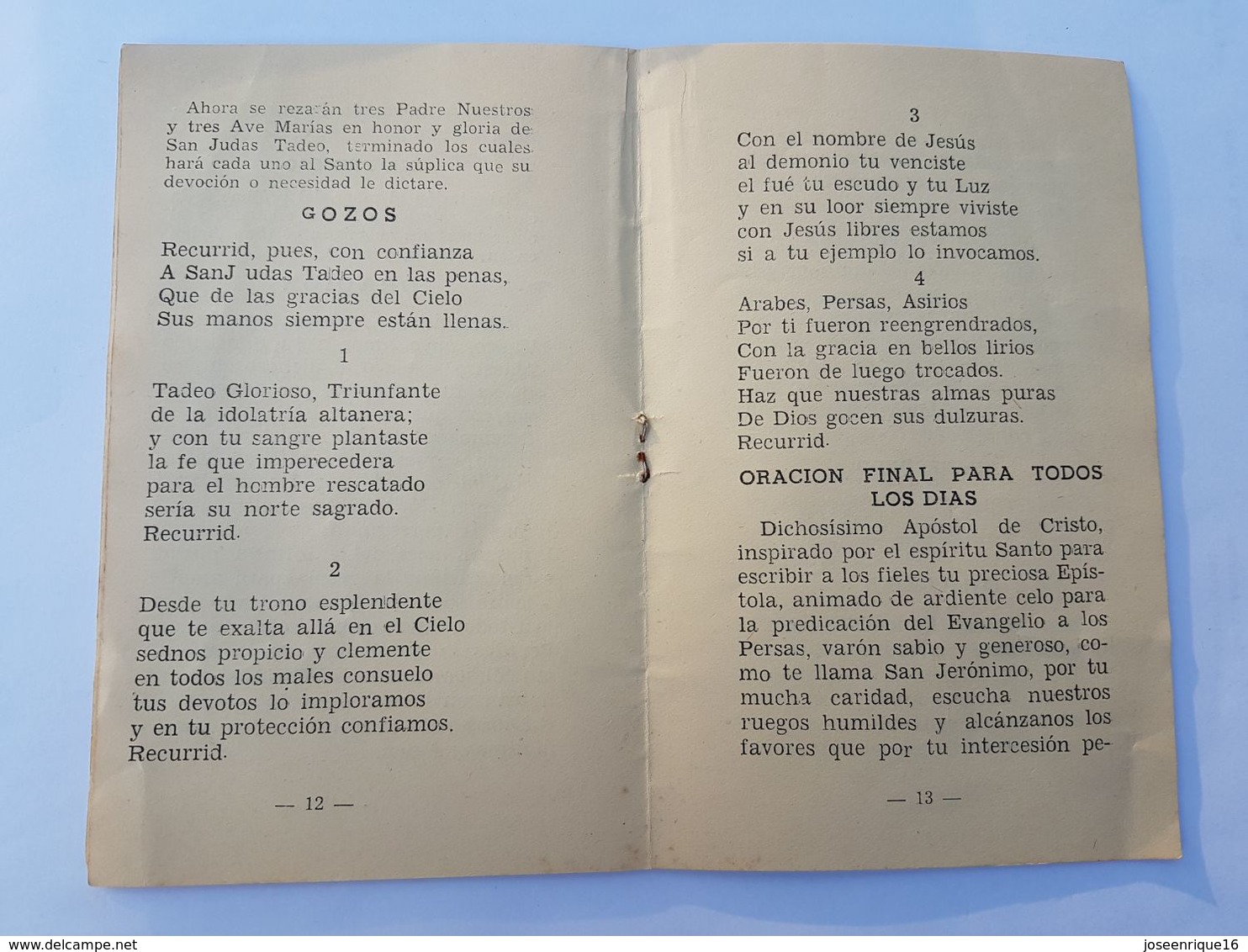 NOVENA DE SAN JUDAS TADEO 1948 URUGUAY