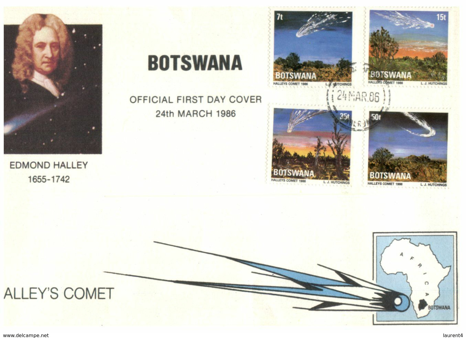 (G 29) Botswana - FDC Cover 1986 - Haley's Comet - Africa