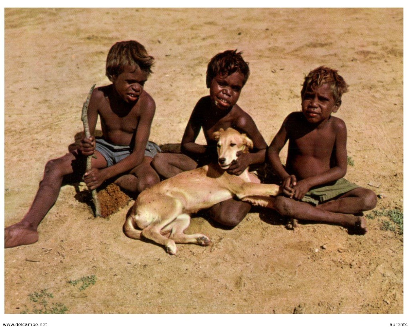 (G 30) Australia - Aborginal Boys With Pet Dog - Aborigenes