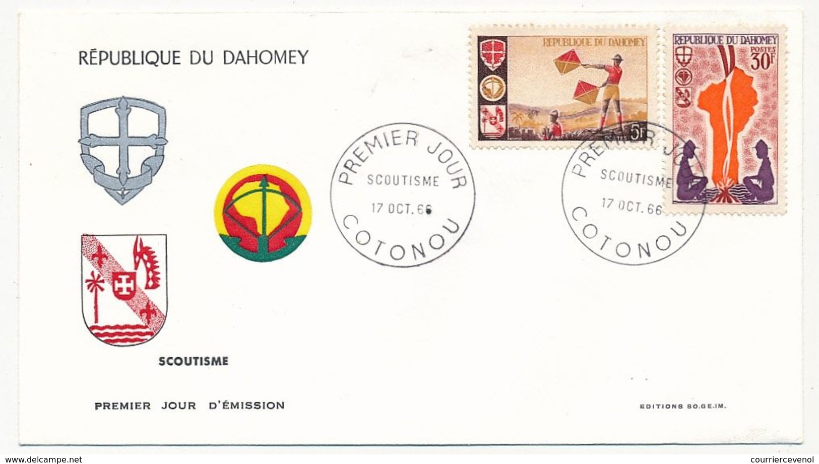 DAHOMEY => 2 Enveloppes FDC => SCOUTISME - Cotonou - 17 Octobre 1966 - Lettres & Documents