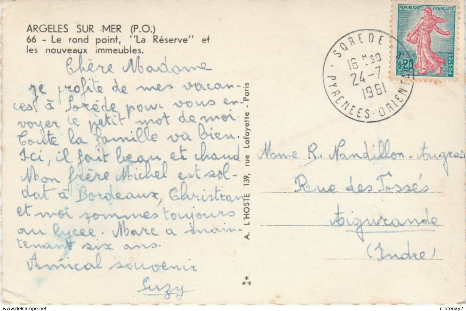 66 ARGELES SUR MER Le Rond Point Café LA RESERVE Terrasse Et Les Nouveaux Immeubles En 1961 Simca Ariane VESPA VOIR DOS - Argeles Sur Mer