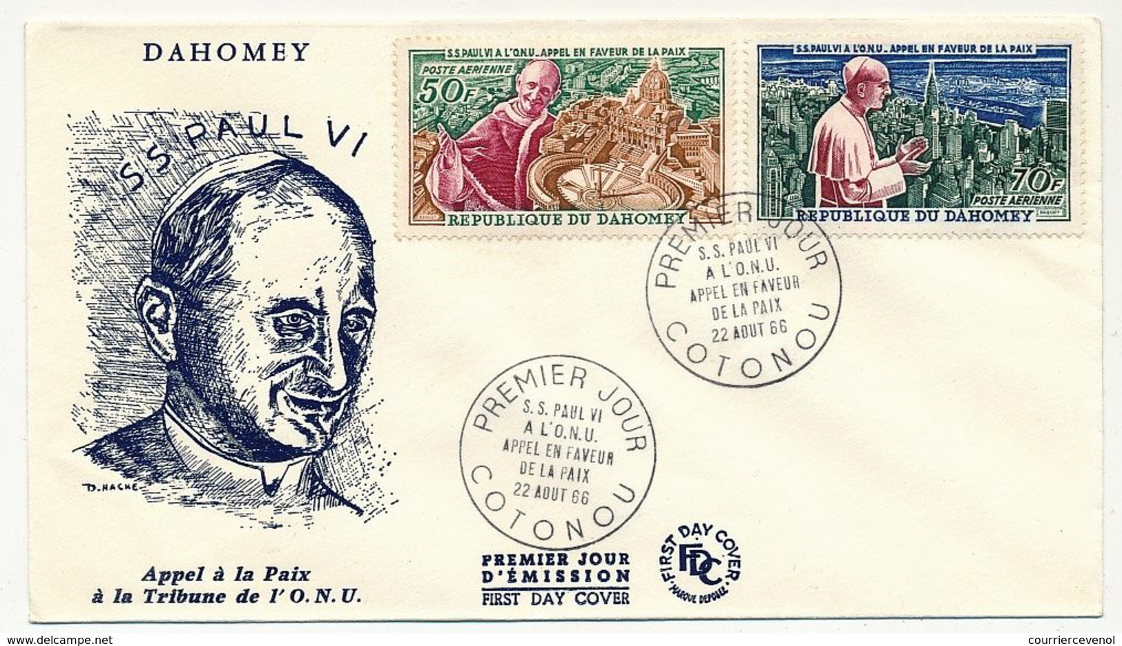 DAHOMEY => 2 FDC => Pape Paul VI - Appel En Faveur De La Paix - 1968 - Benin – Dahomey (1960-...)
