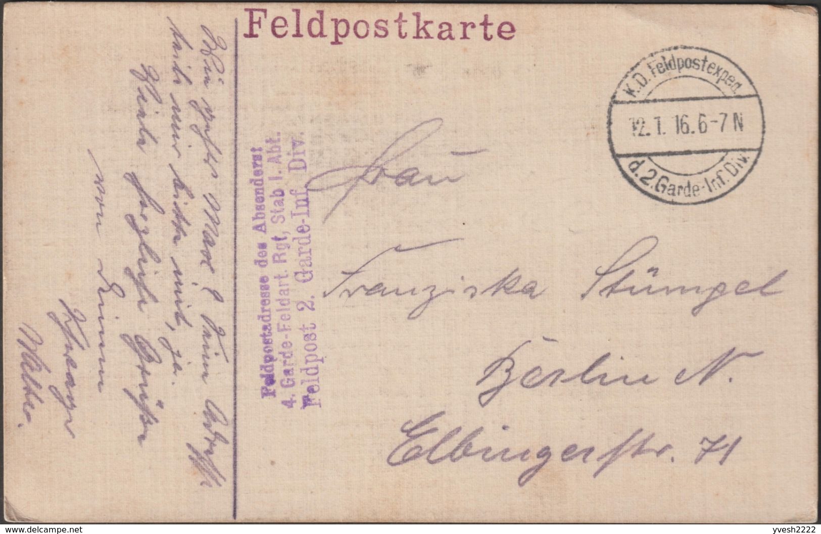 Allemagne 1916. Carte Postale De Franchise Militaire, Inscription « Feldpostkarte ».Au Verso, Moineau Domestique - Mussen