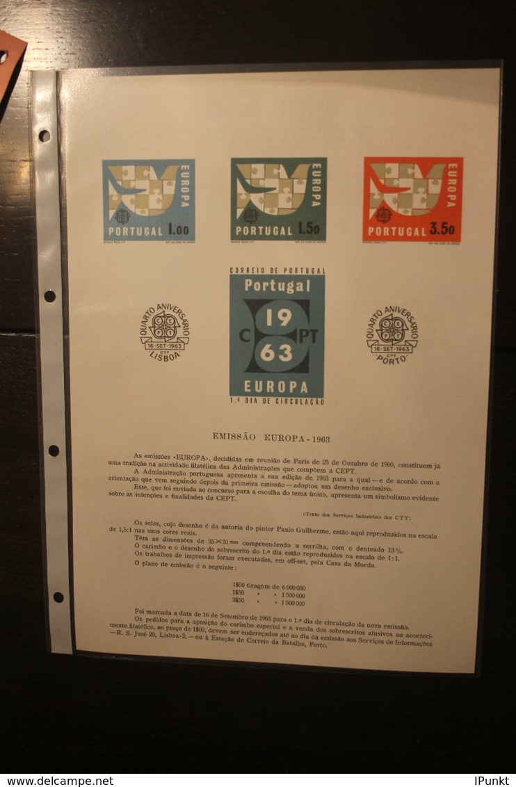 Portugal  CEPT EUROPA UNION 1963; MiNr. 948-50;  Ankündigungsblatt - 1963