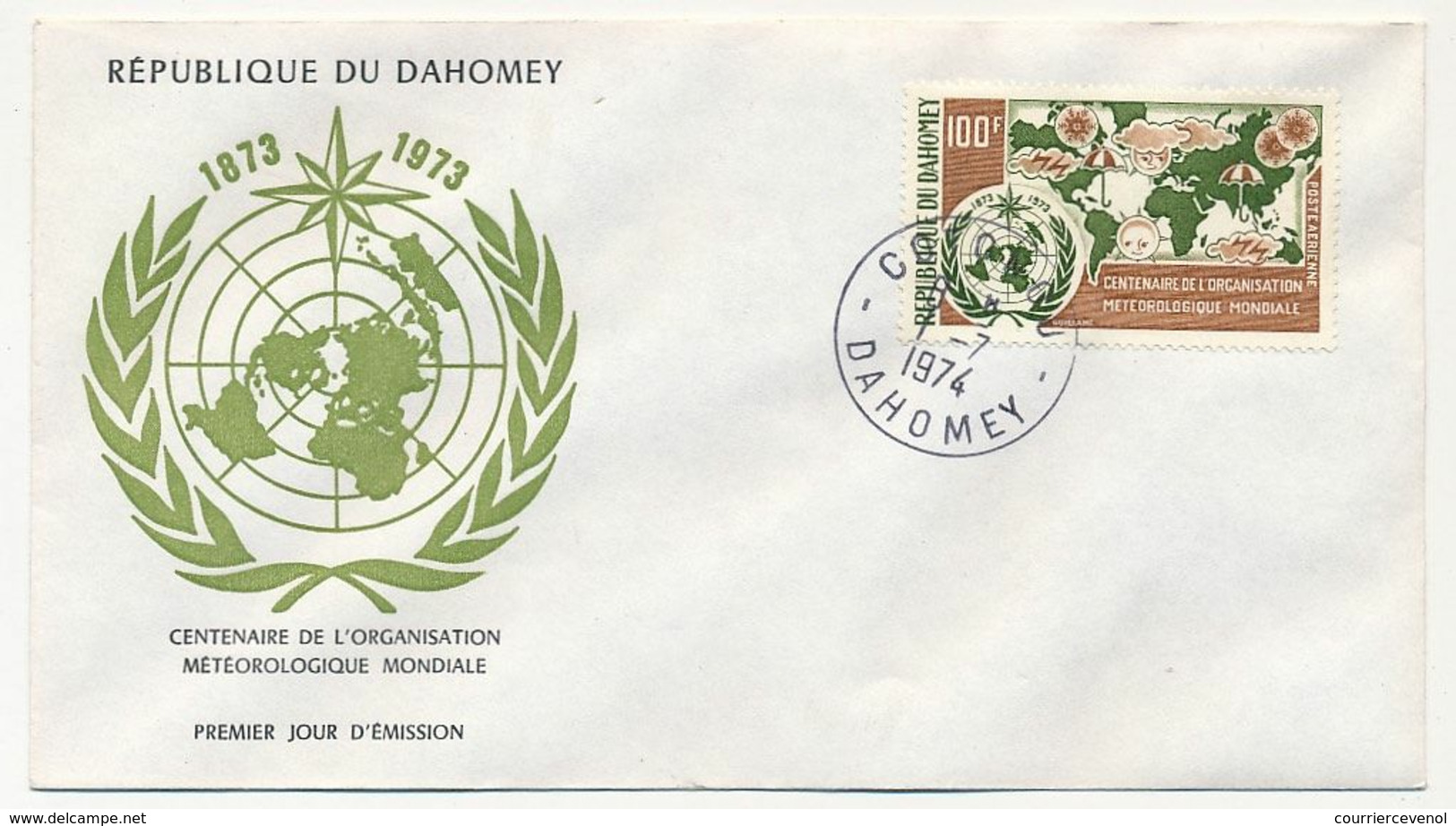 DAHOMEY => FDC => Centenaire De L'Organisation Météorologique Mondiale - 1974 - Benin - Dahomey (1960-...)