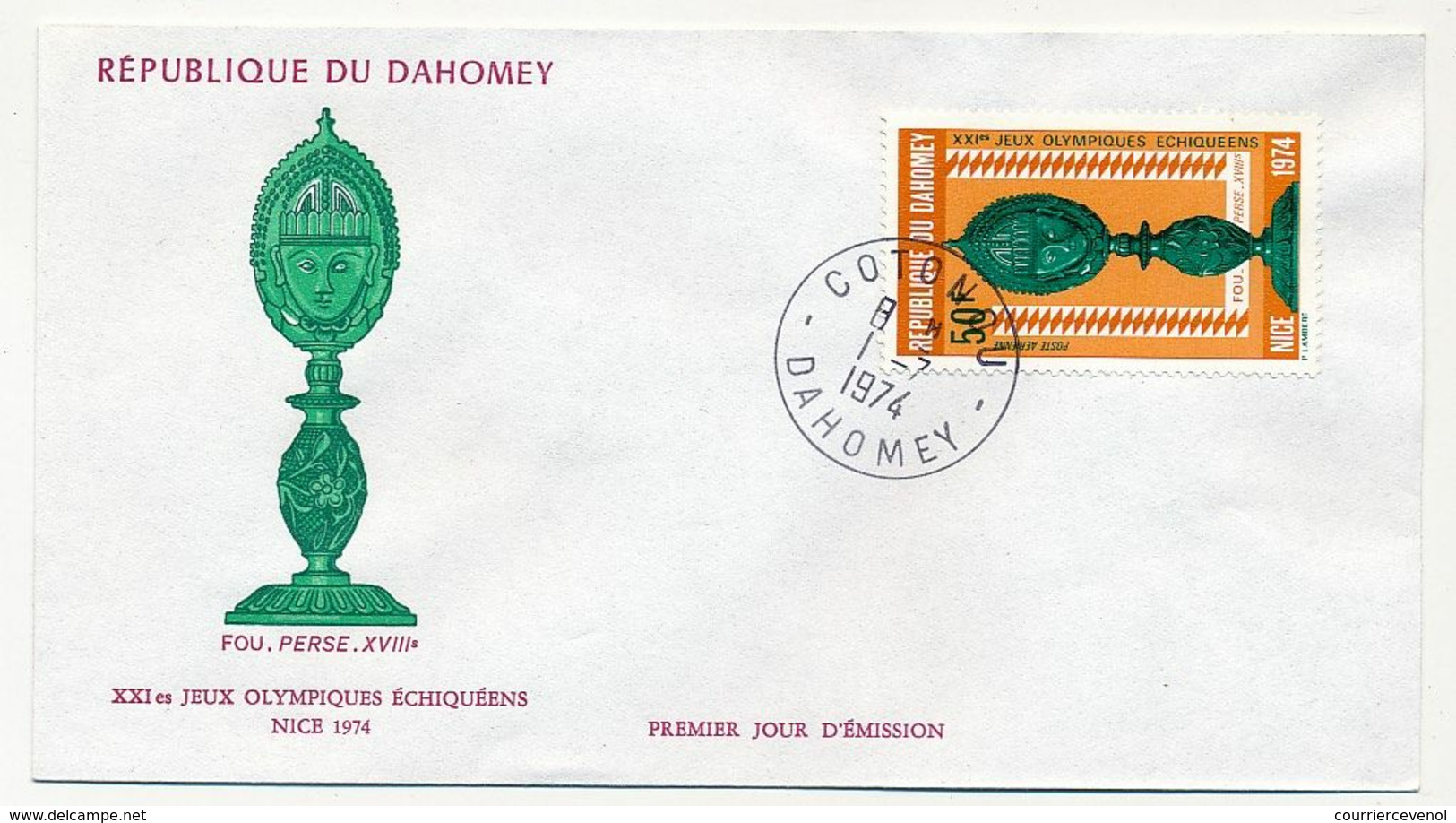 DAHOMEY => 2 Enveloppes FDC => XXI° Jeux Olympiques Echiquéens - Nice 1974 - Benin – Dahomey (1960-...)