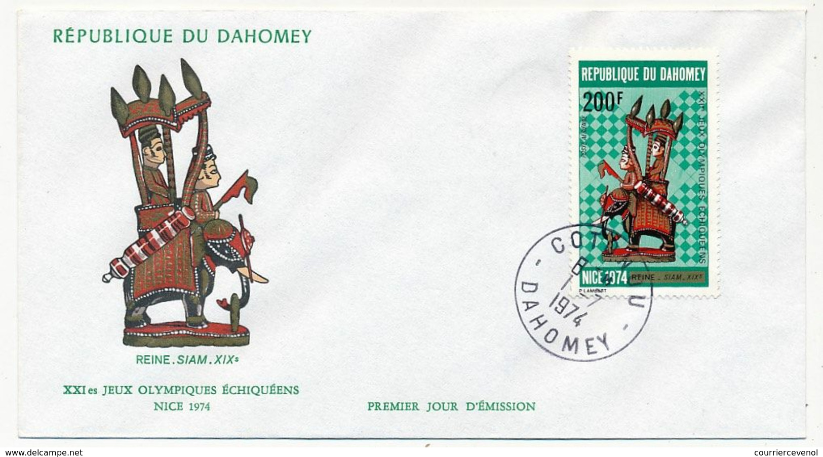 DAHOMEY => 2 Enveloppes FDC => XXI° Jeux Olympiques Echiquéens - Nice 1974 - Benin - Dahomey (1960-...)
