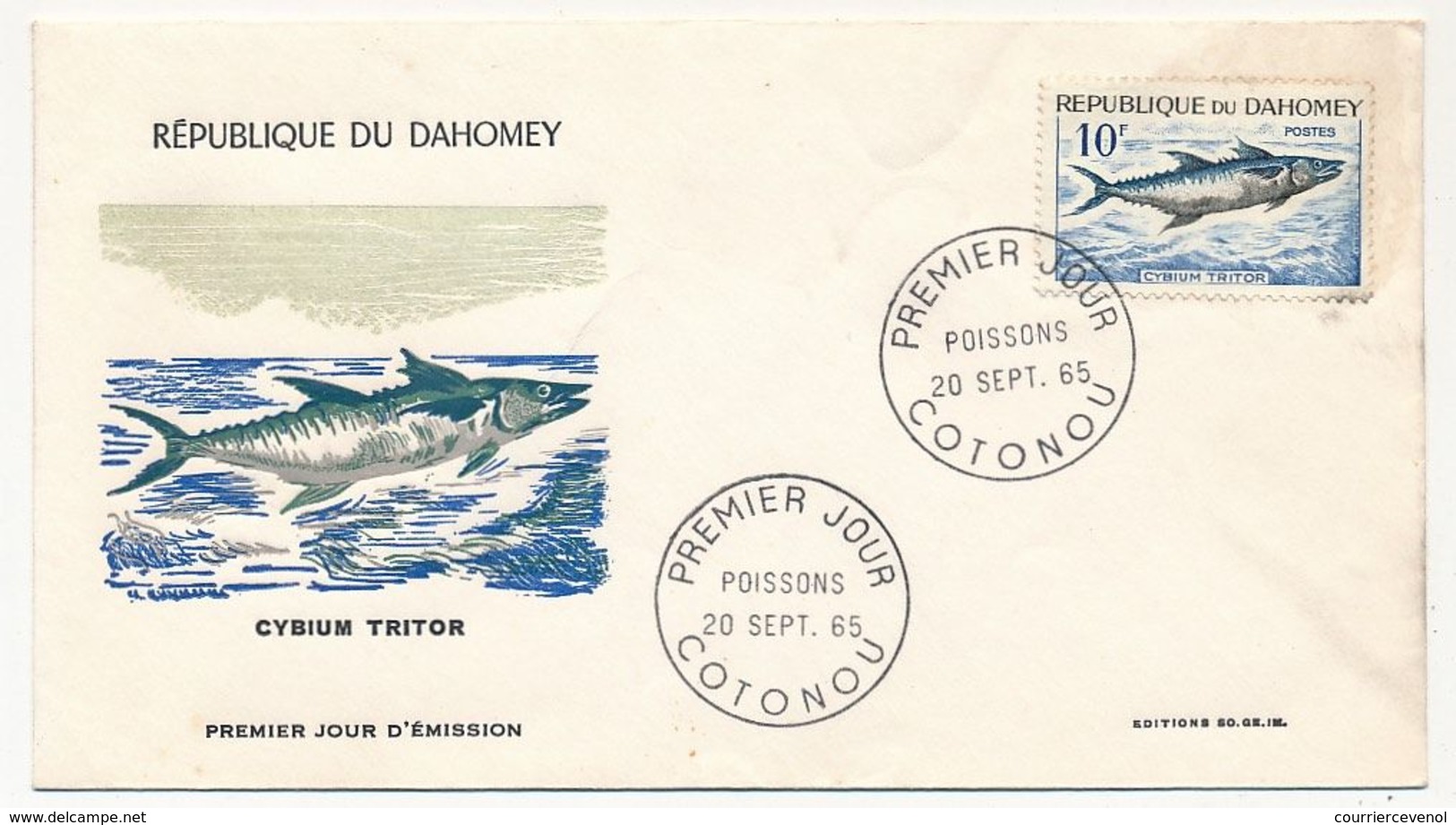 DAHOMEY => 2 Enveloppes FDC => Poissons - 20 Sept 1965 Cotonou - Bénin – Dahomey (1960-...)