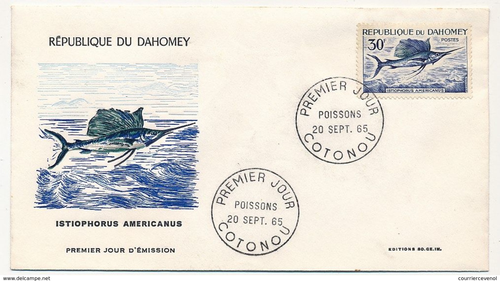 DAHOMEY => 2 Enveloppes FDC => Poissons - 20 Sept 1965 Cotonou - Bénin – Dahomey (1960-...)