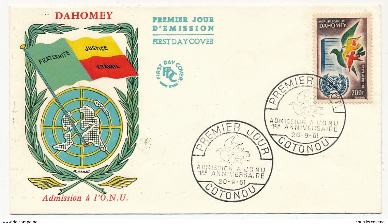 DAHOMEY => 2 FDC => Admission à L'ONU - 1er Anniversaire - 1961 - Bénin – Dahomey (1960-...)