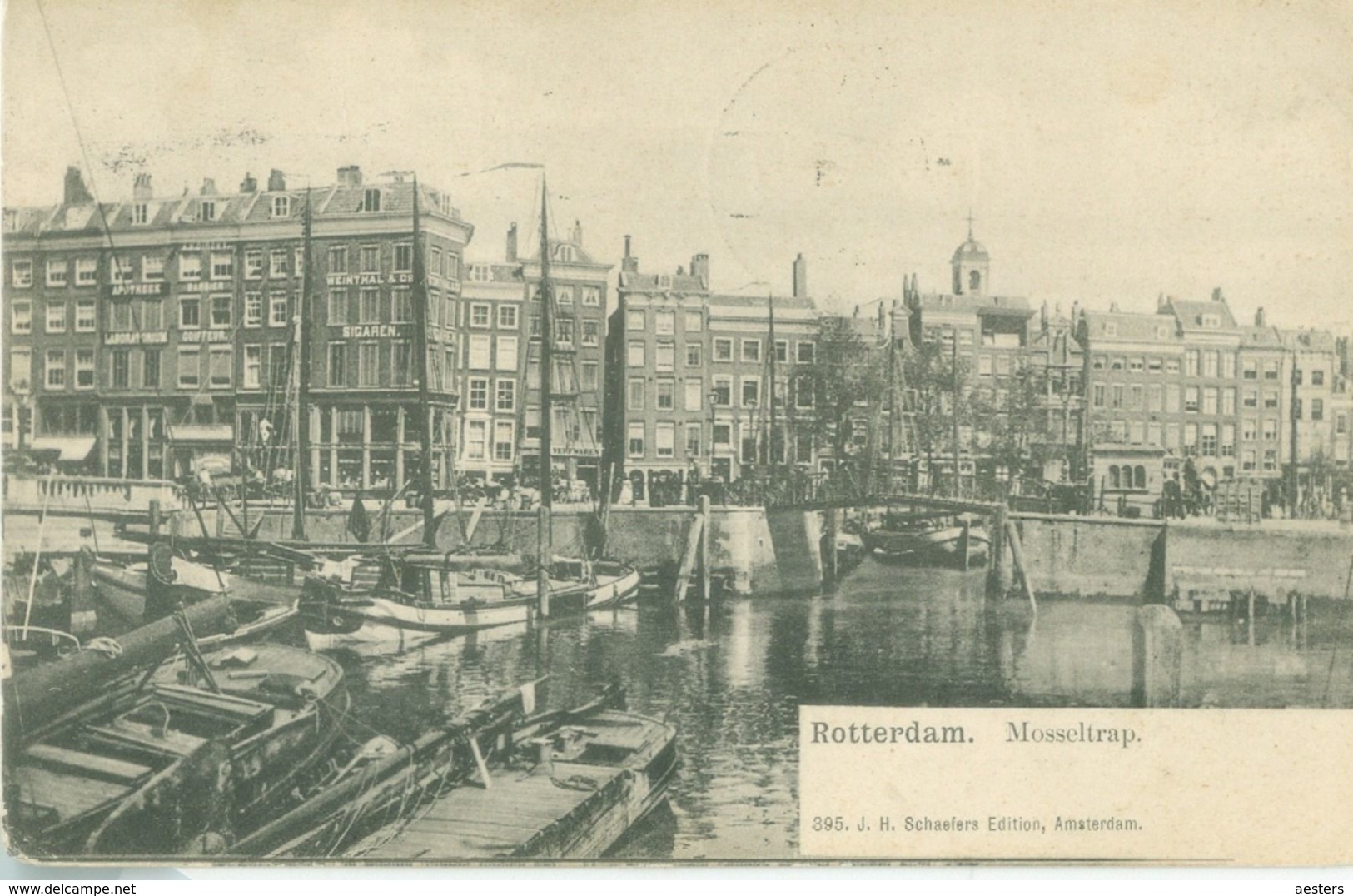 Rotterdam 1905; Mosseltrap (veel Schepen) - Gelopen. (J.H. Schaefer - Amsterdam - Rotterdam