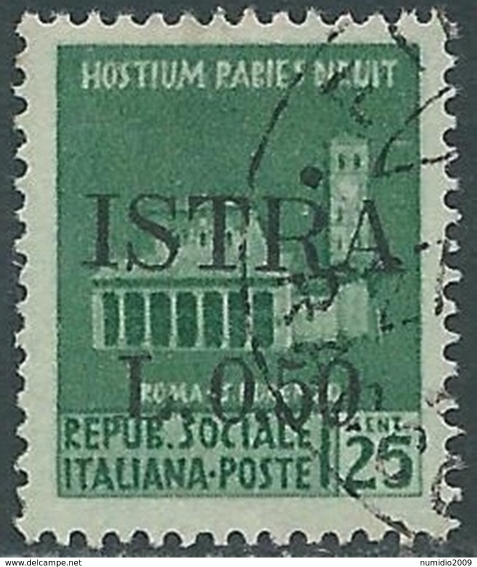 1945 OCCUPAZIONE JUGOSLAVA ISTRIA POLA USATO 50 SU 25 CENT - RA8-5 - Occ. Yougoslave: Istria