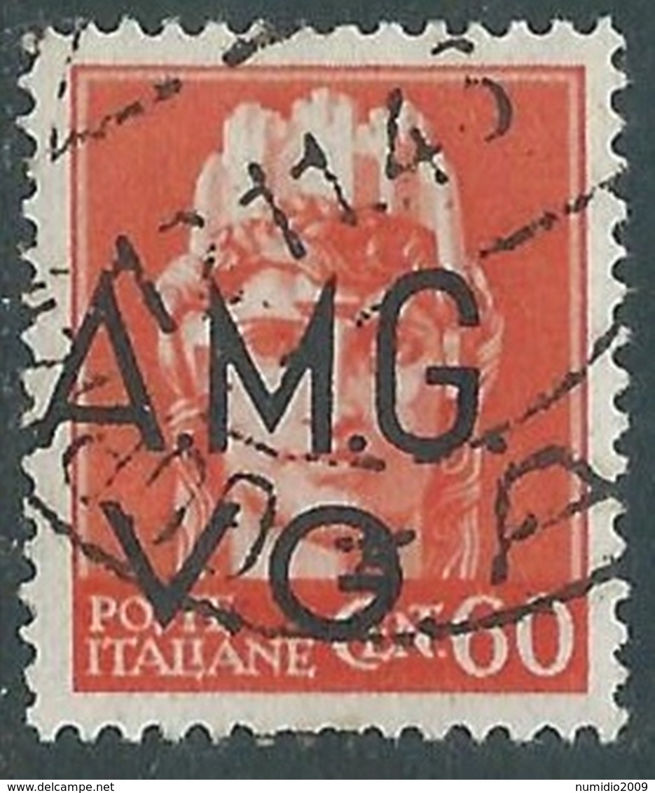 1945-47 TRIESTE AMG VG USATO IMPERIALE 60 CENT VARIETà LETTERA G CHIUSA - RA14 - Oblitérés