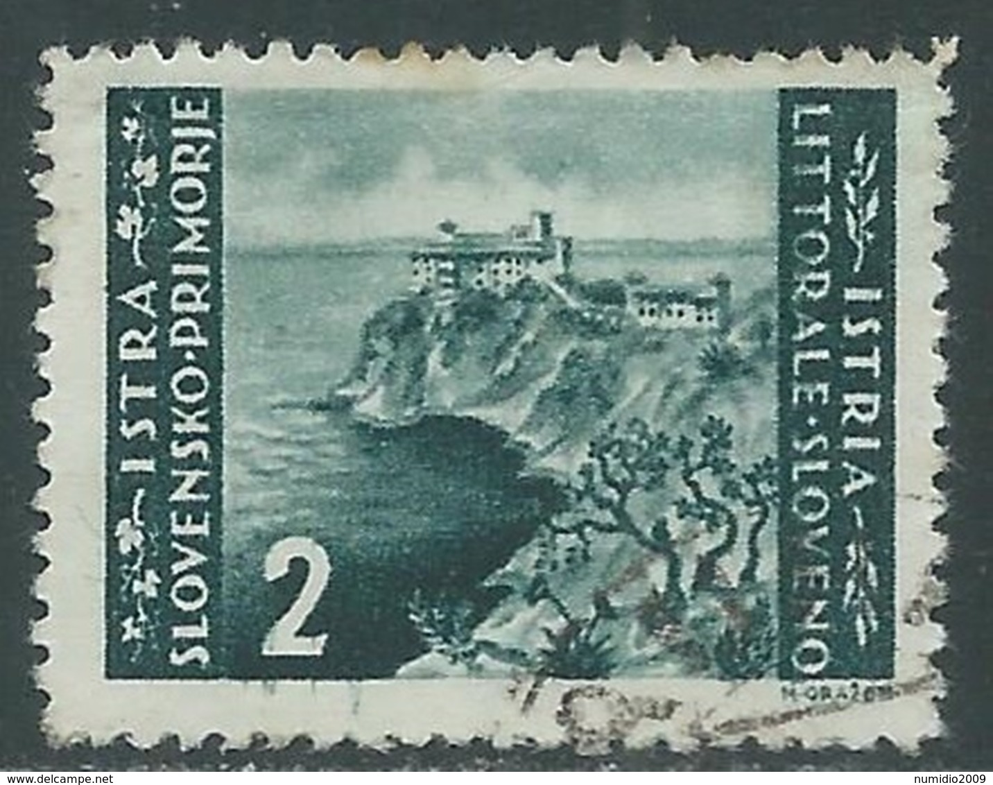 1946 OCCUP. JUGOSLAVA ISTRIA E LITORALE SLOVENO ZAGABRIA USATO 2 LIRE - RA18-3 - Jugoslawische Bes.: Slowenische Küste