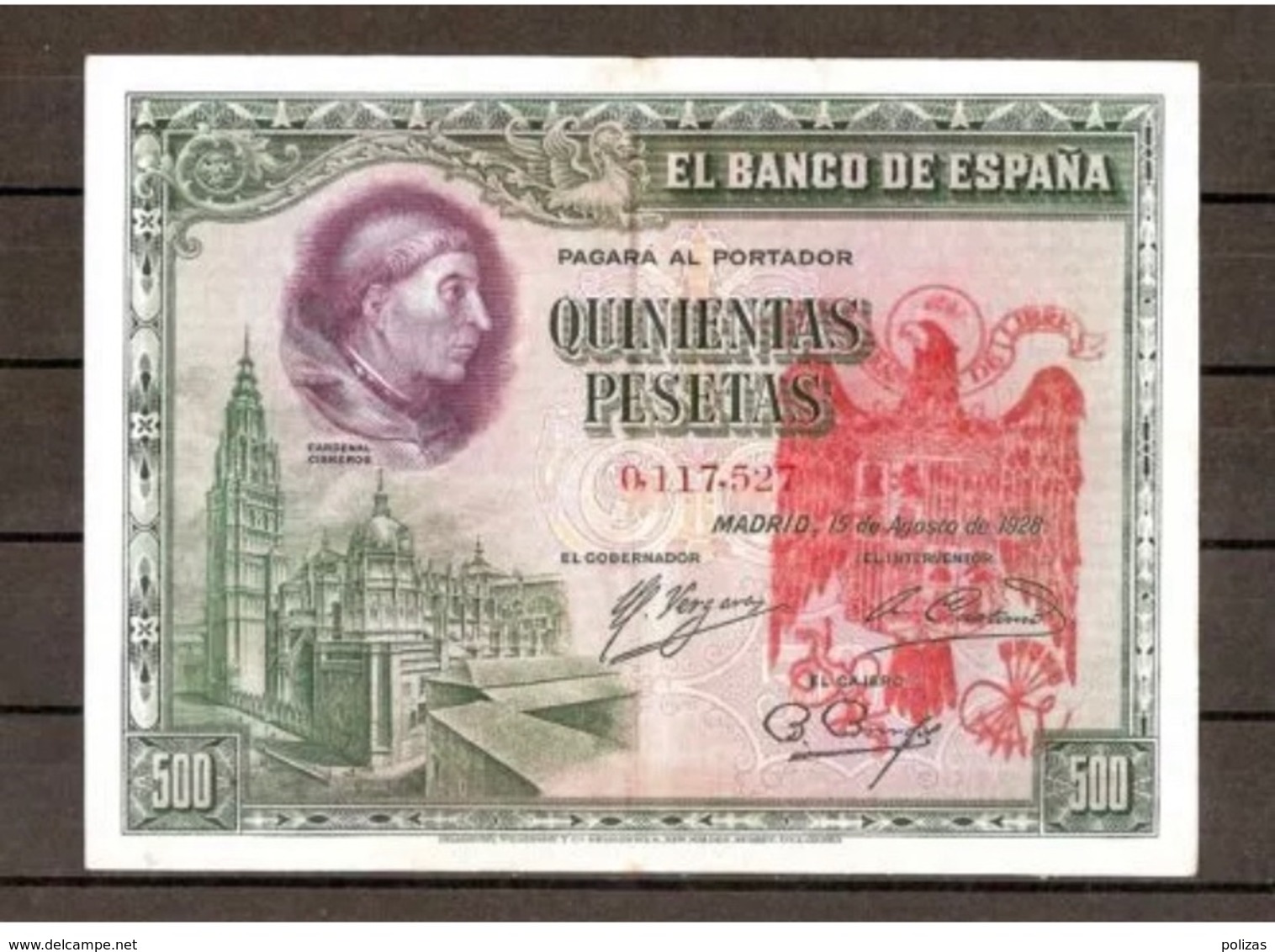 Spain España Espagne 500 Pesetas 1928 Contramarca Privada Águila San Juan - 500 Pesetas