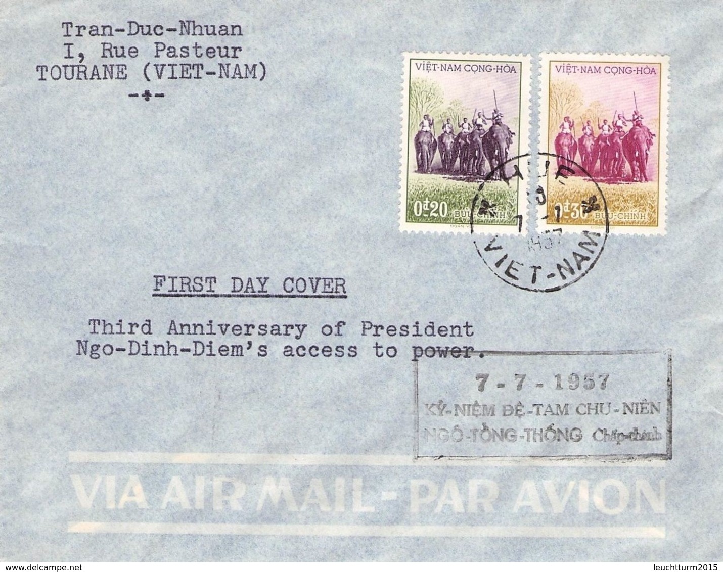 SÜD-VIETNAM - FDC 17-7-1957 3rd ANNIV Pres DIEM /ak425 - Viêt-Nam