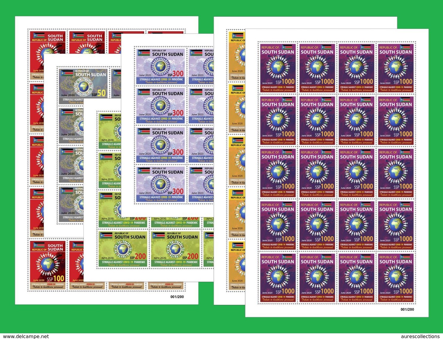 SOUTH SUDAN 2020 - SET OF FULL SHEETS - JOINT ISSUE - COVID-19 PANDEMIC PANDEMIE CORONA CORONAVIRUS - EXTREMLY RARE MNH - Südsudan