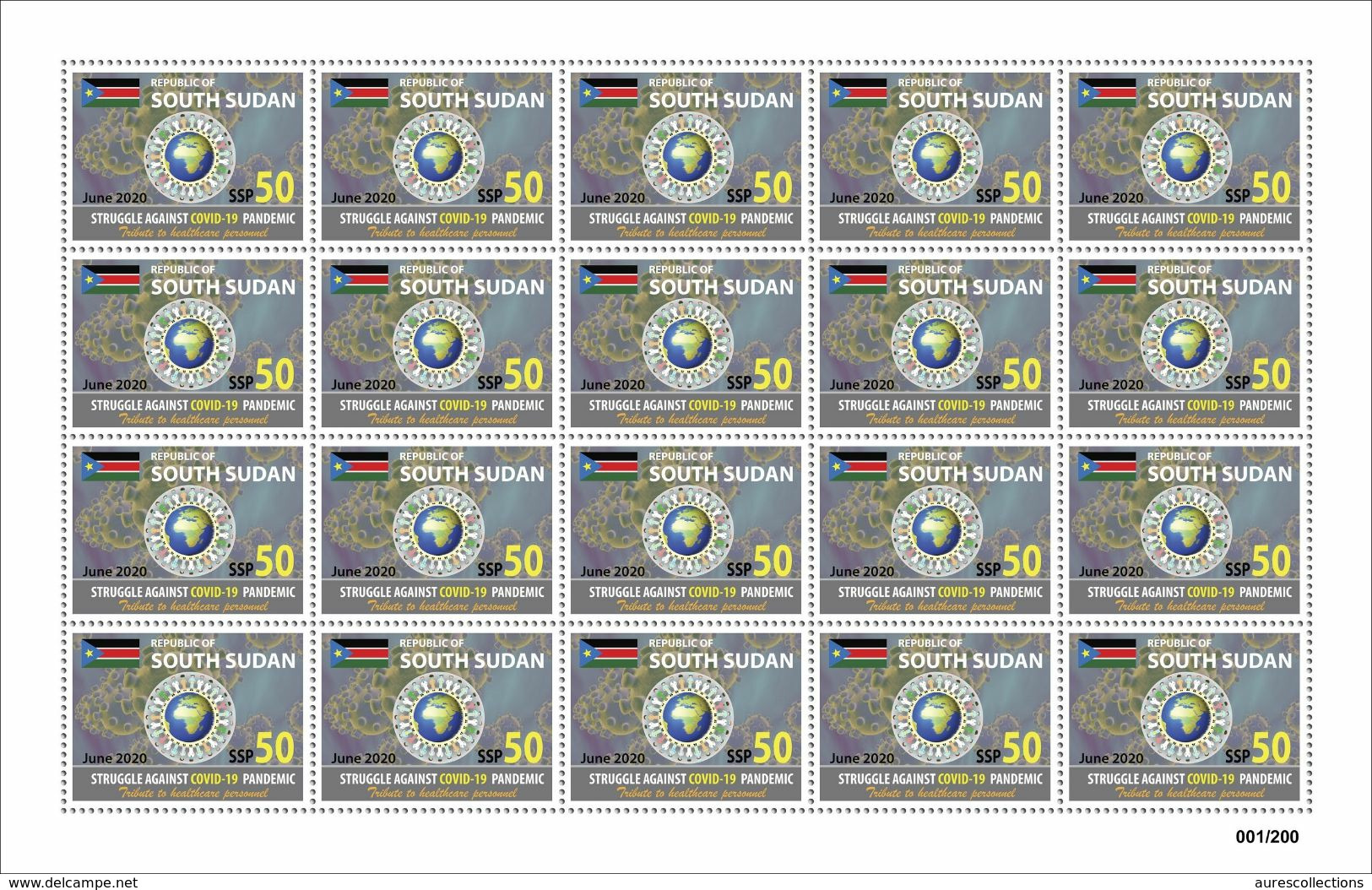 SOUTH SUDAN 2020 - SET OF FULL SHEETS - JOINT ISSUE - COVID-19 PANDEMIC PANDEMIE CORONA CORONAVIRUS - EXTREMLY RARE MNH - Südsudan