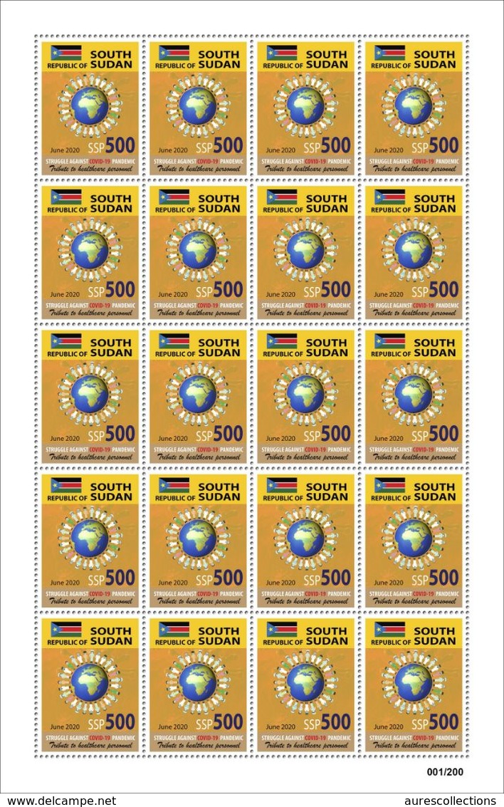 SOUTH SUDAN 2020 - SET OF FULL SHEETS - JOINT ISSUE - COVID-19 PANDEMIC PANDEMIE CORONA CORONAVIRUS - EXTREMLY RARE MNH