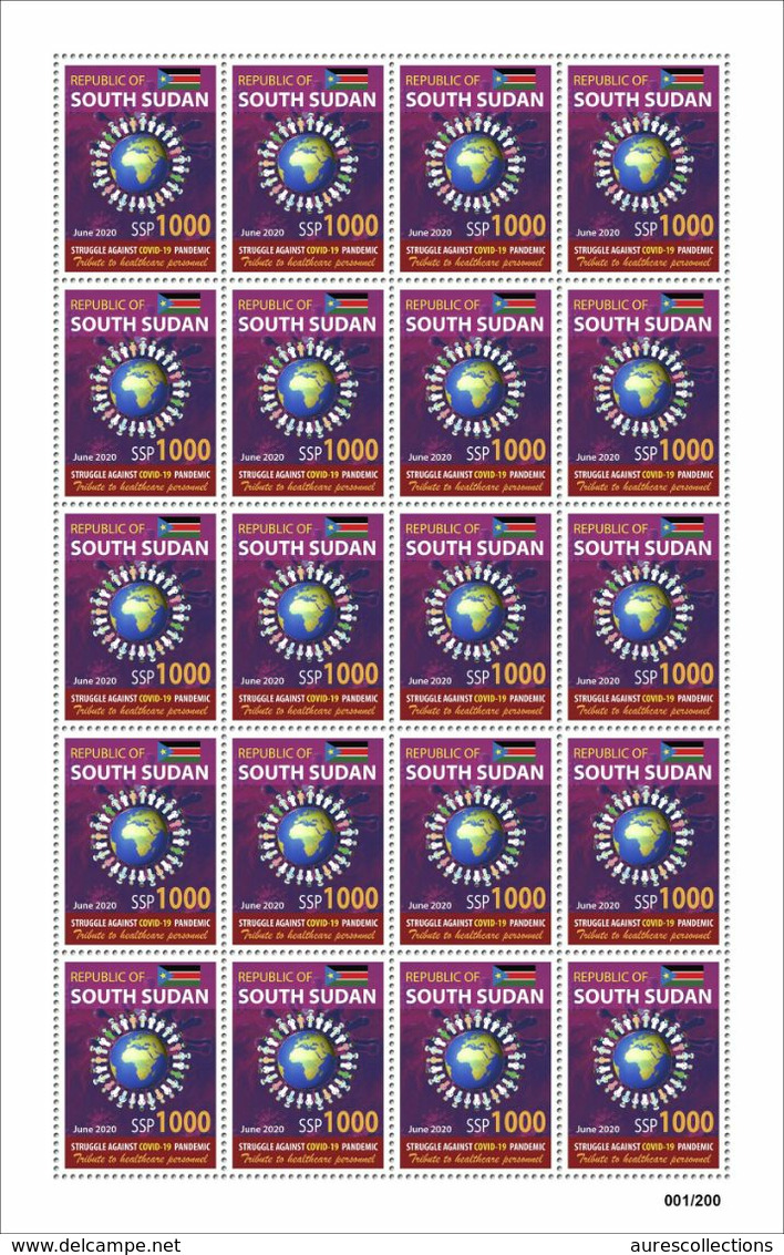 SOUTH SUDAN 2020 - SET OF FULL SHEETS - JOINT ISSUE - COVID-19 PANDEMIC PANDEMIE CORONA CORONAVIRUS - EXTREMLY RARE MNH