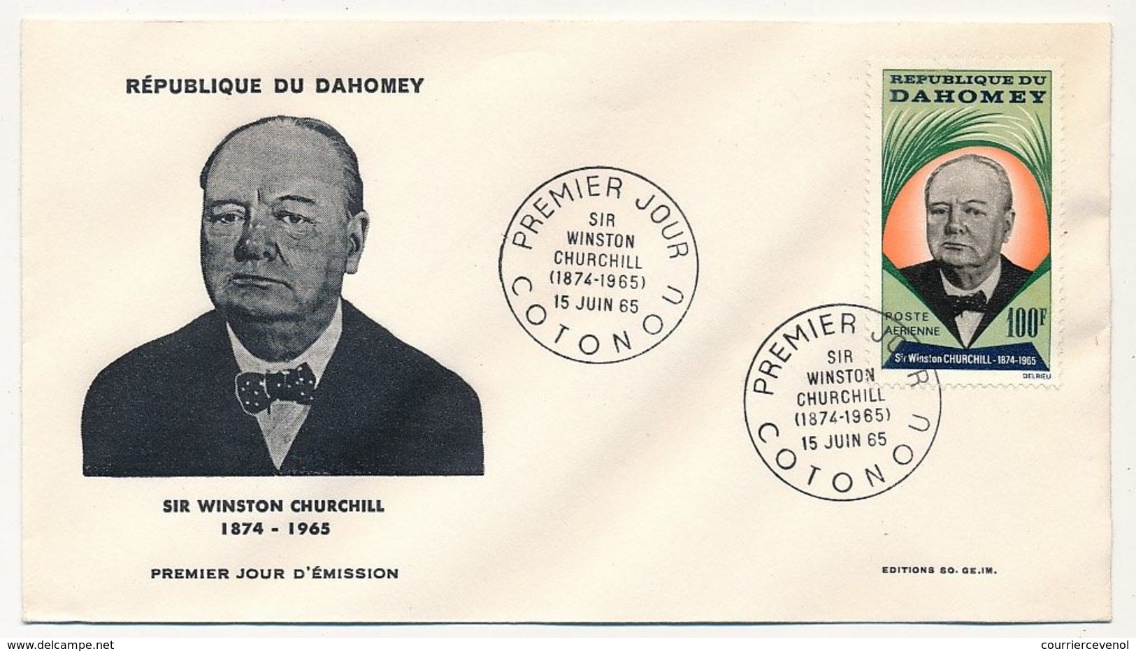 DAHOMEY => 1 FDC => Sir Winston Churchill - Cotonou - 1965 - Bénin – Dahomey (1960-...)