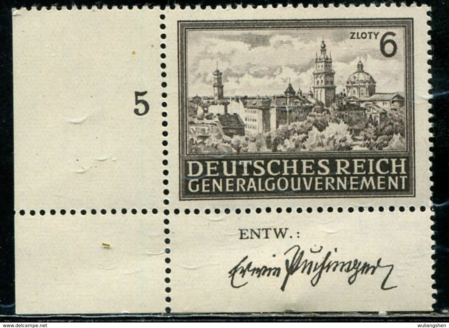 CE0075 Poland 1943 Krakow Castle Building 1 New With Right-angled Edges MNH - Other & Unclassified