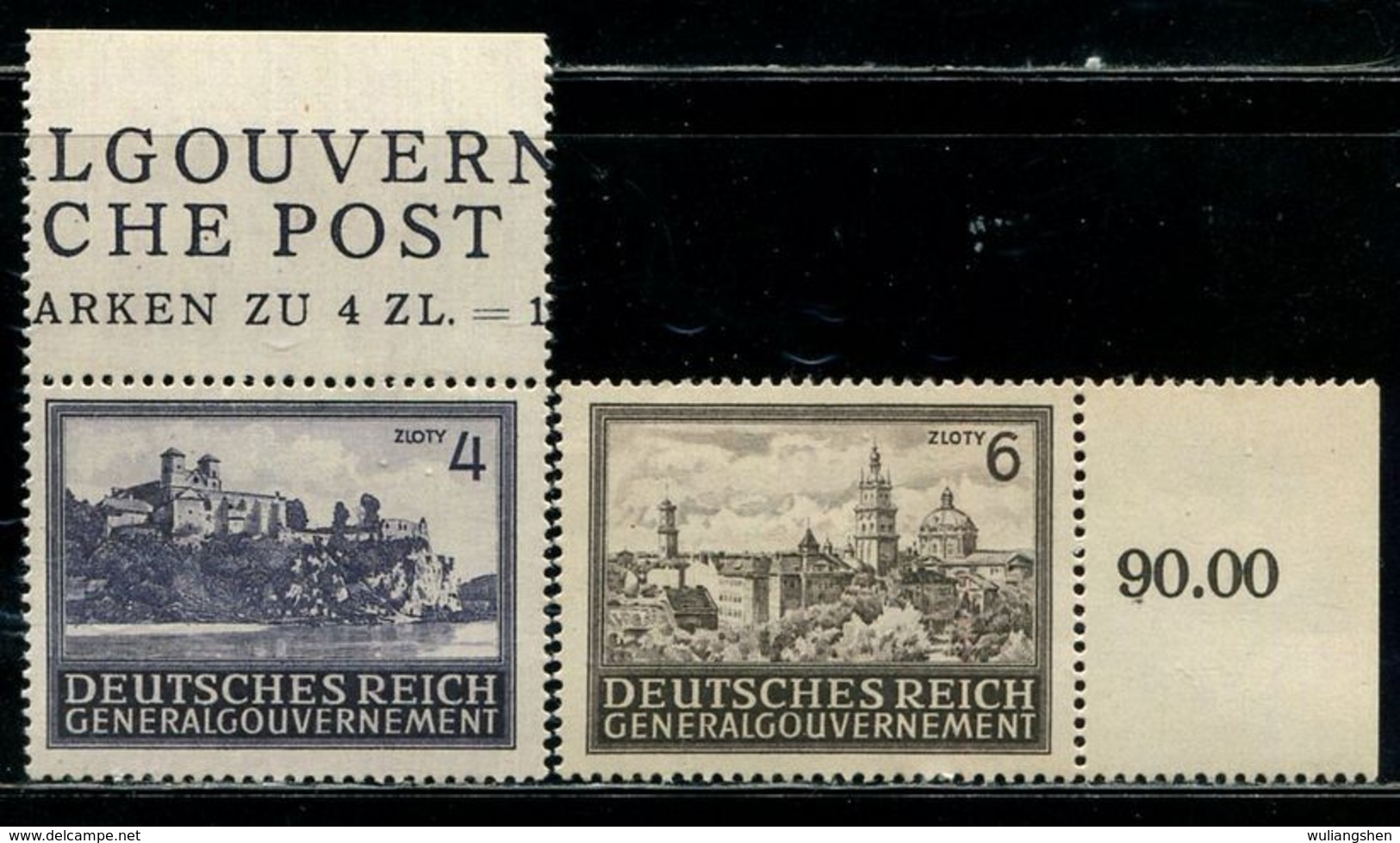 CE0076 Poland 1943 Krakow Castle Building 2V Edged Paper MNH - Andere & Zonder Classificatie