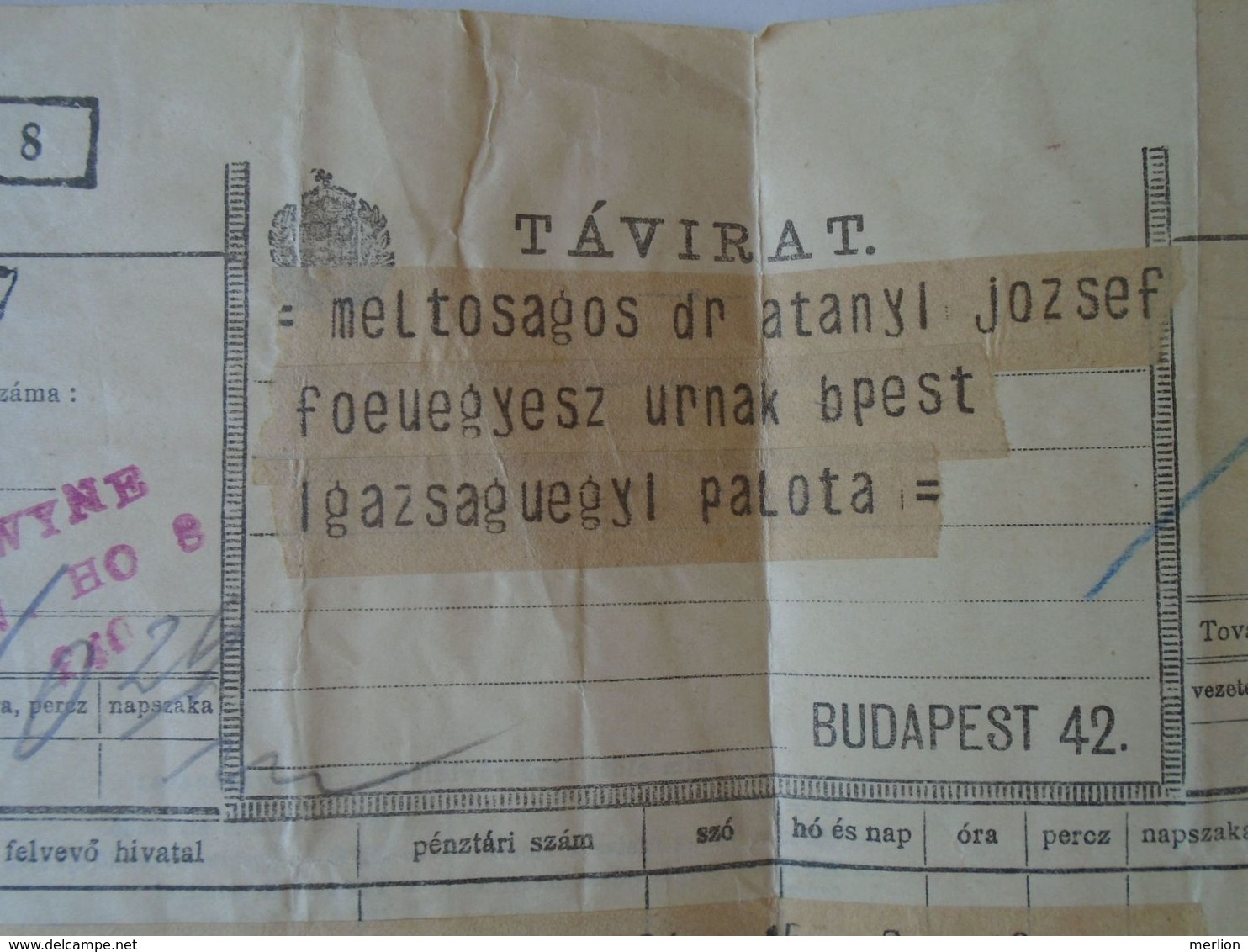 DI.6.14  Hungary (Romania) Máramarossziget Sighetul Marmatiei  Telegraph Távirat  To Dr. Átányi József  1914 - Télégraphes