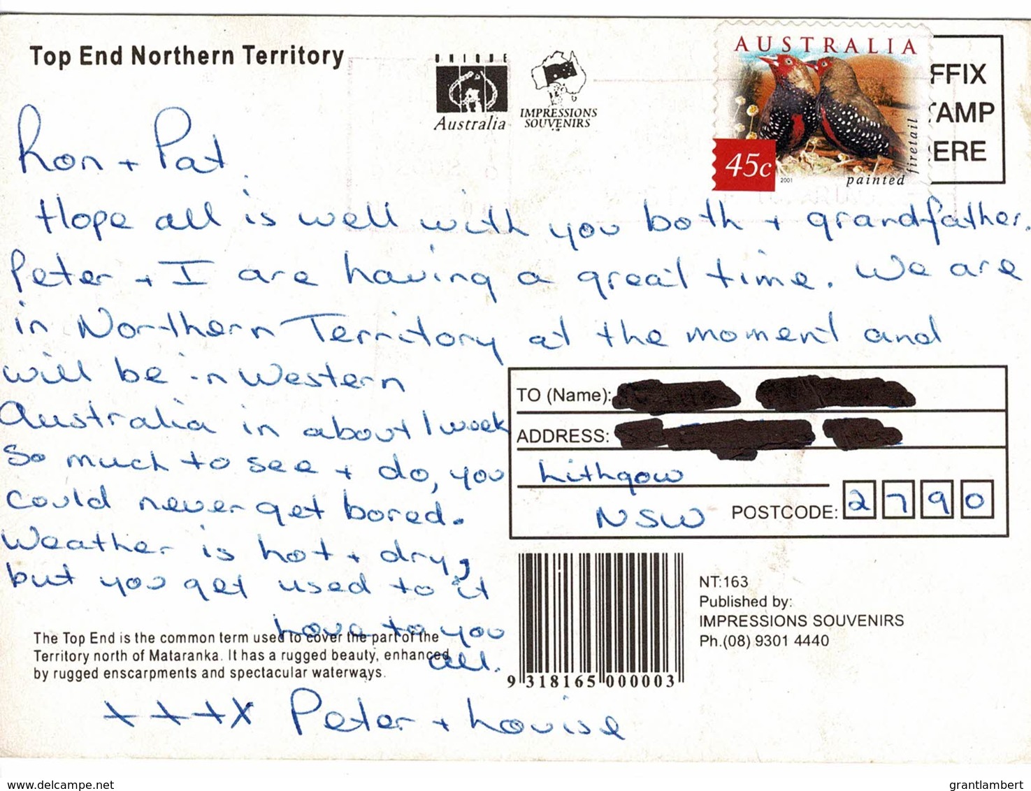 Top End Multiview, Northern Territory - Posted 2002 With Stamp - Ohne Zuordnung