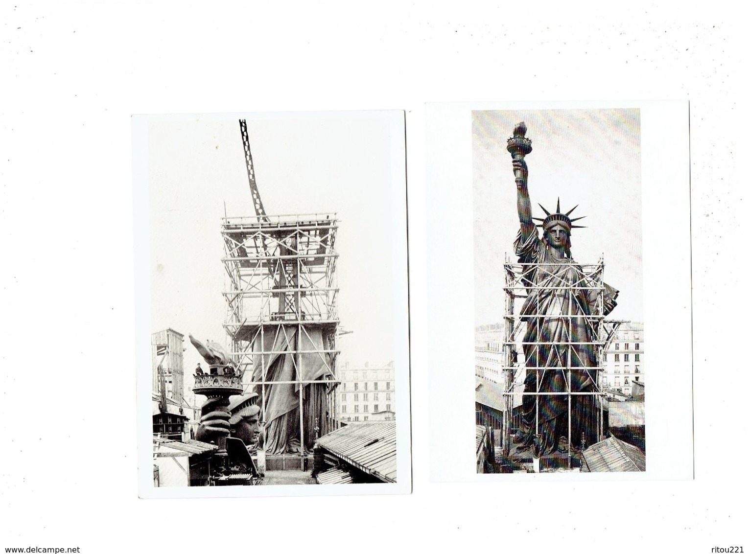 Lot 2 Cpm - Construction De La Statue De La Liberté PARIS 1876 - NEW-YORK 1886 - LL Viollet échafaudage - Esculturas