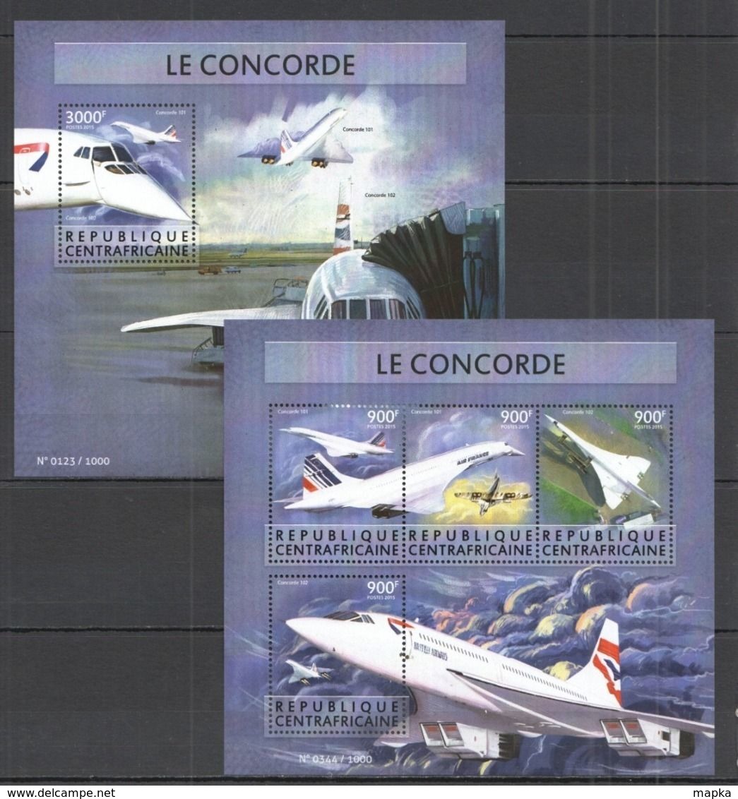 CA231 2015 CENTRAL AFRICA CENTRAFRICAINE TRANSPORT AVIATION LE CONCORDE KB+BL MNH - Concorde