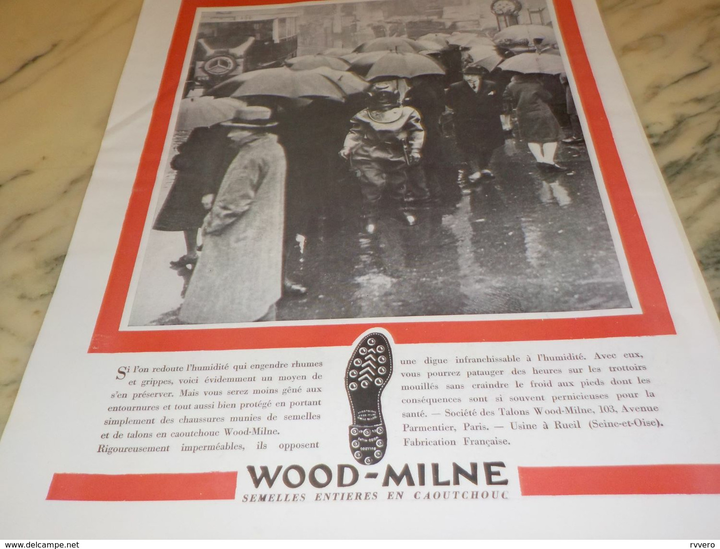 ANCIENNE PUBLICITE CONTRE L HUMIDITE SEMELLE WOOD-MILNE  1930 - Otros & Sin Clasificación