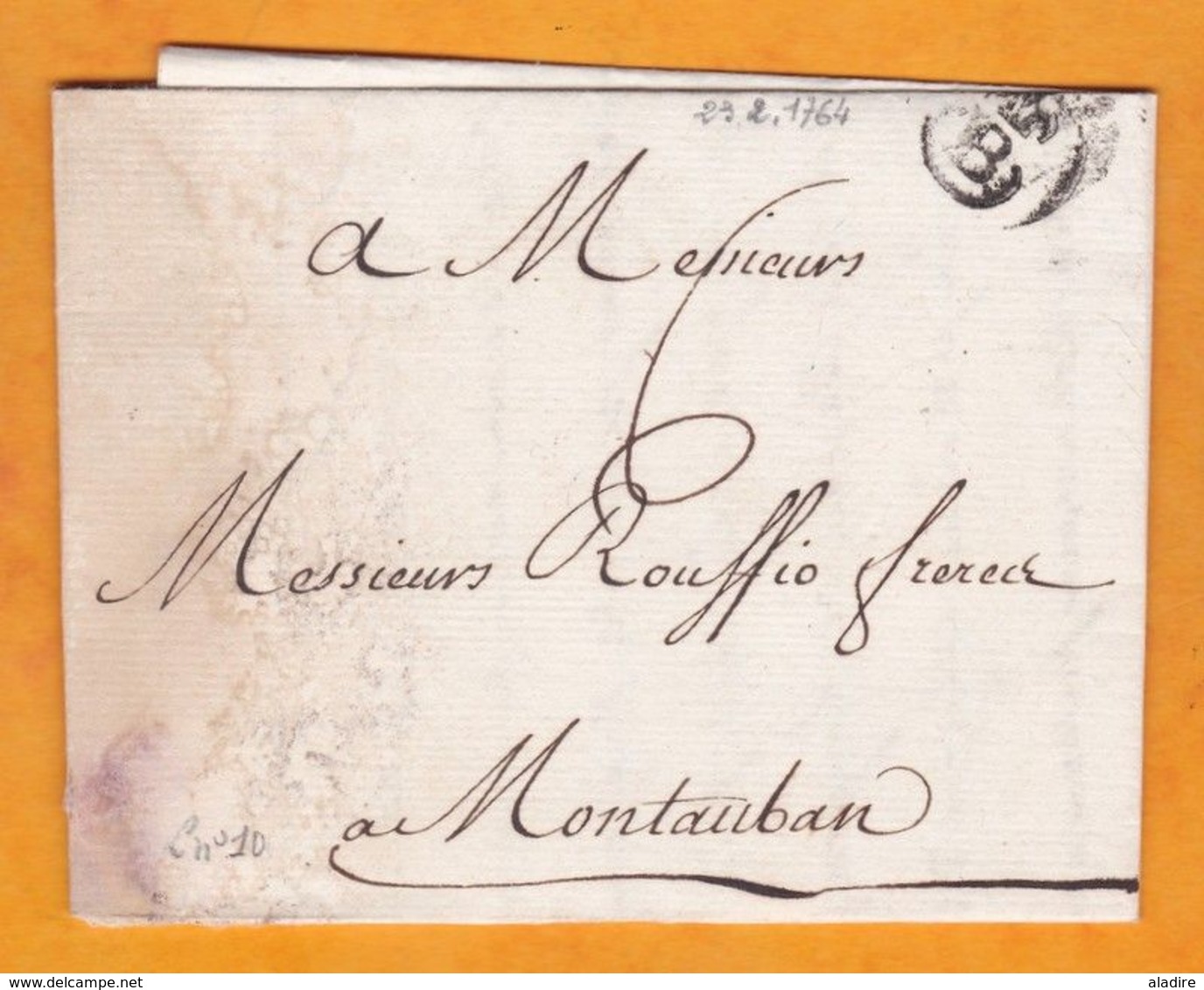 1764 - Marque Postale B Couronné Sur LAC De Bordeaux Vers Montauban - Règne De Louis XV - 1701-1800: Voorlopers XVIII