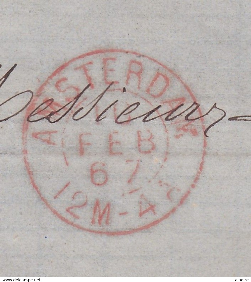 1867 - Enveloppe Pliée D'Amsterdam, Pays Bas Vers Bordeaux, France Via Valenciennes Et Paris - Postal History