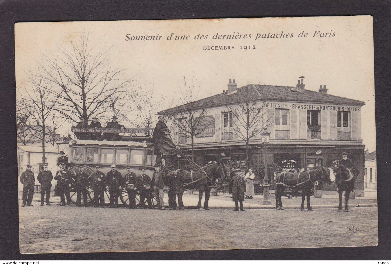 CPA Paris 75 Attelage Patache Omnibus Montsouris Palais Royal Non Circulé - Transporte Público