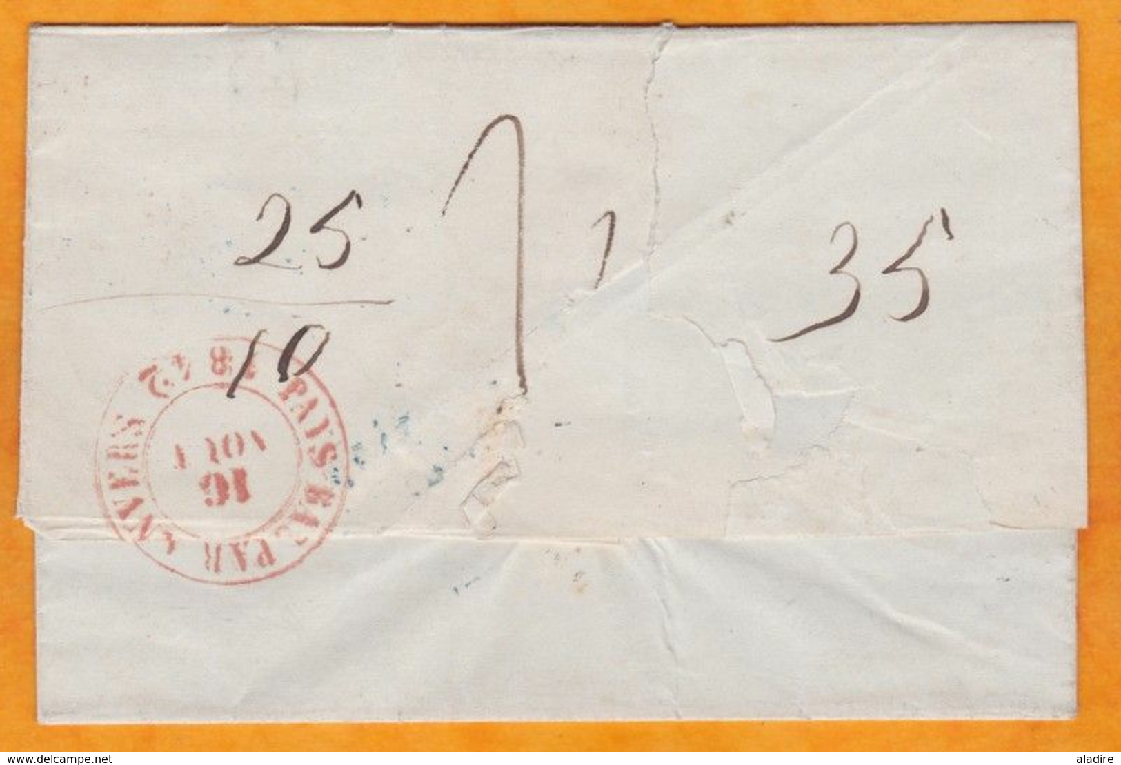 1842 - Enveloppe Pliée D'Amsterdam, Pays Bas Vers Antwerpen Anvers, Belgique - Cad Entrée Rouge - Poststempels/ Marcofilie