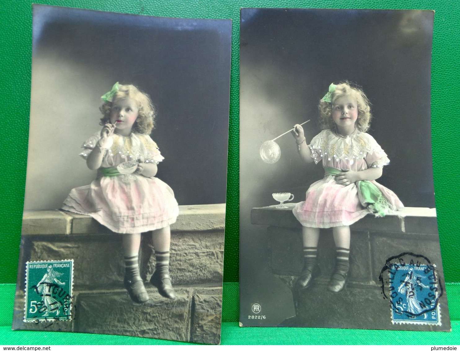 LOT X 2 Cpa Enfants, ADORABLE PETITE FILLE & BULLES DE SAVON. PAILLE. SO CUTE LITTLE GIRL BLOWING SOAP BUBBLE  2 OLD PC - Escenas & Paisajes