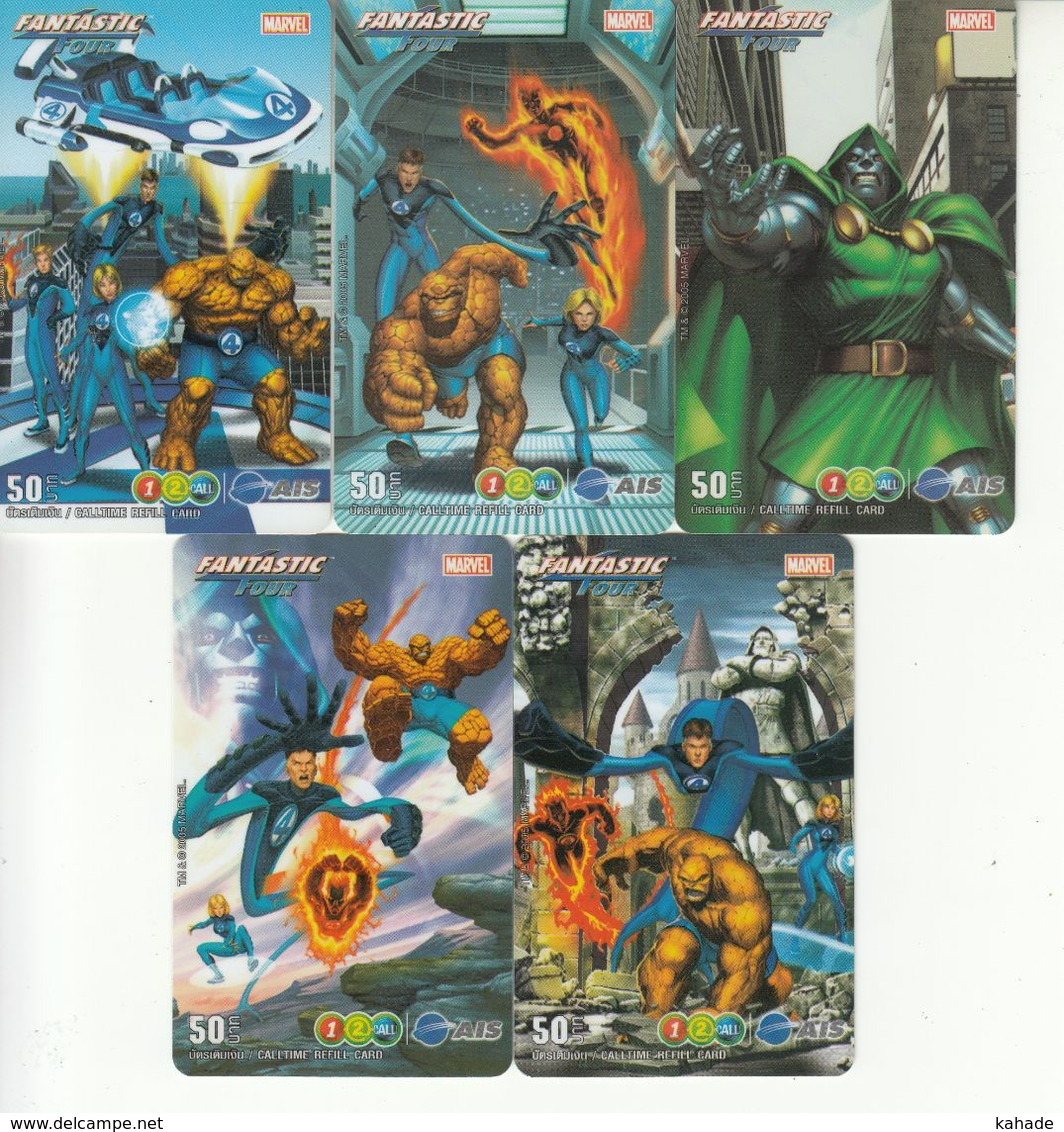 5 X Thailand Phonecard 12Call - Fantastic Four - Thaïland