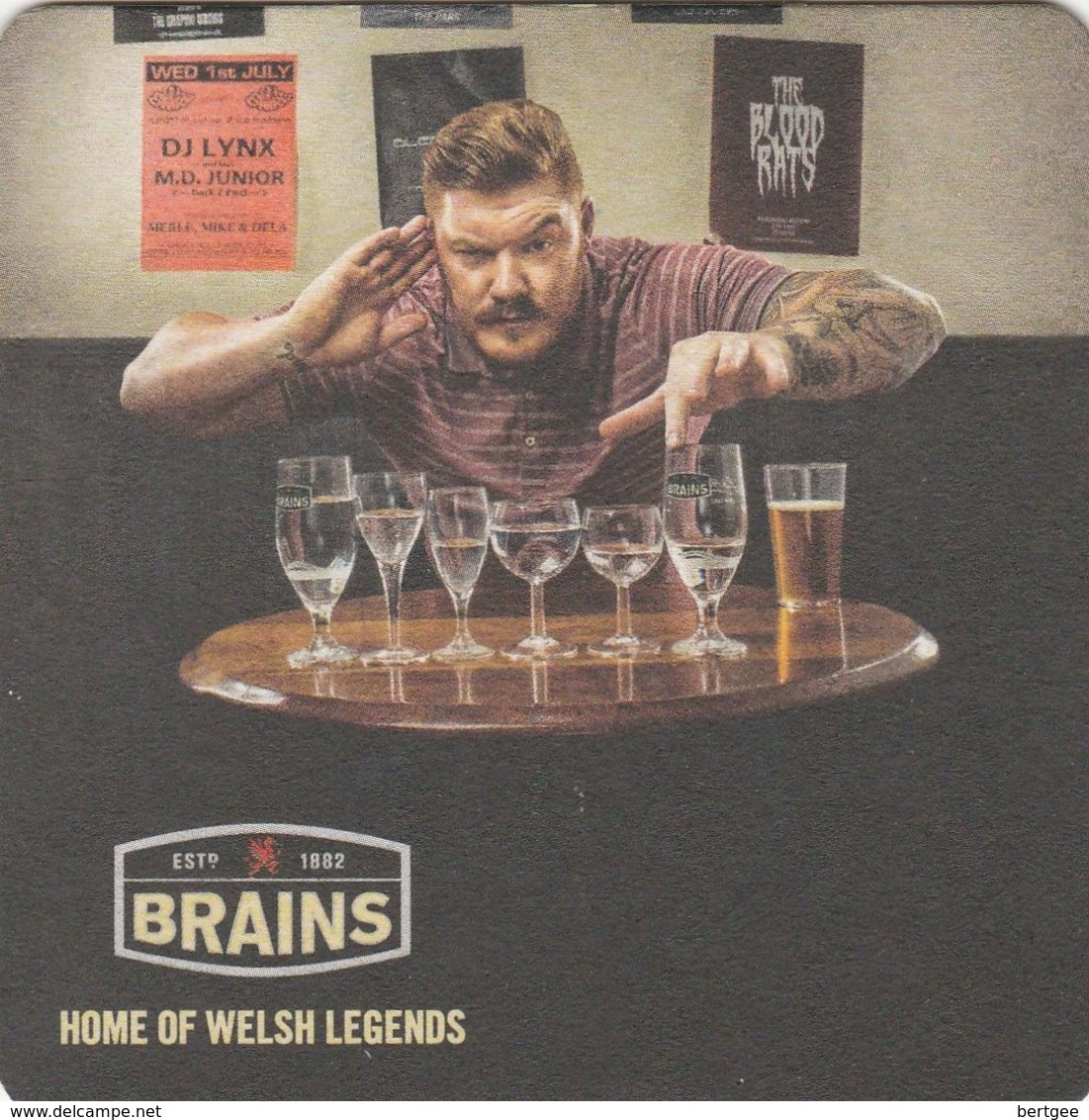 BEERMAT - BRAINS BREWERY  (CARDIFF, WALES) - HOME OF WELSH LEGENDS RHYS THOMAS - (Cat No 217) - (2015) - Sous-bocks