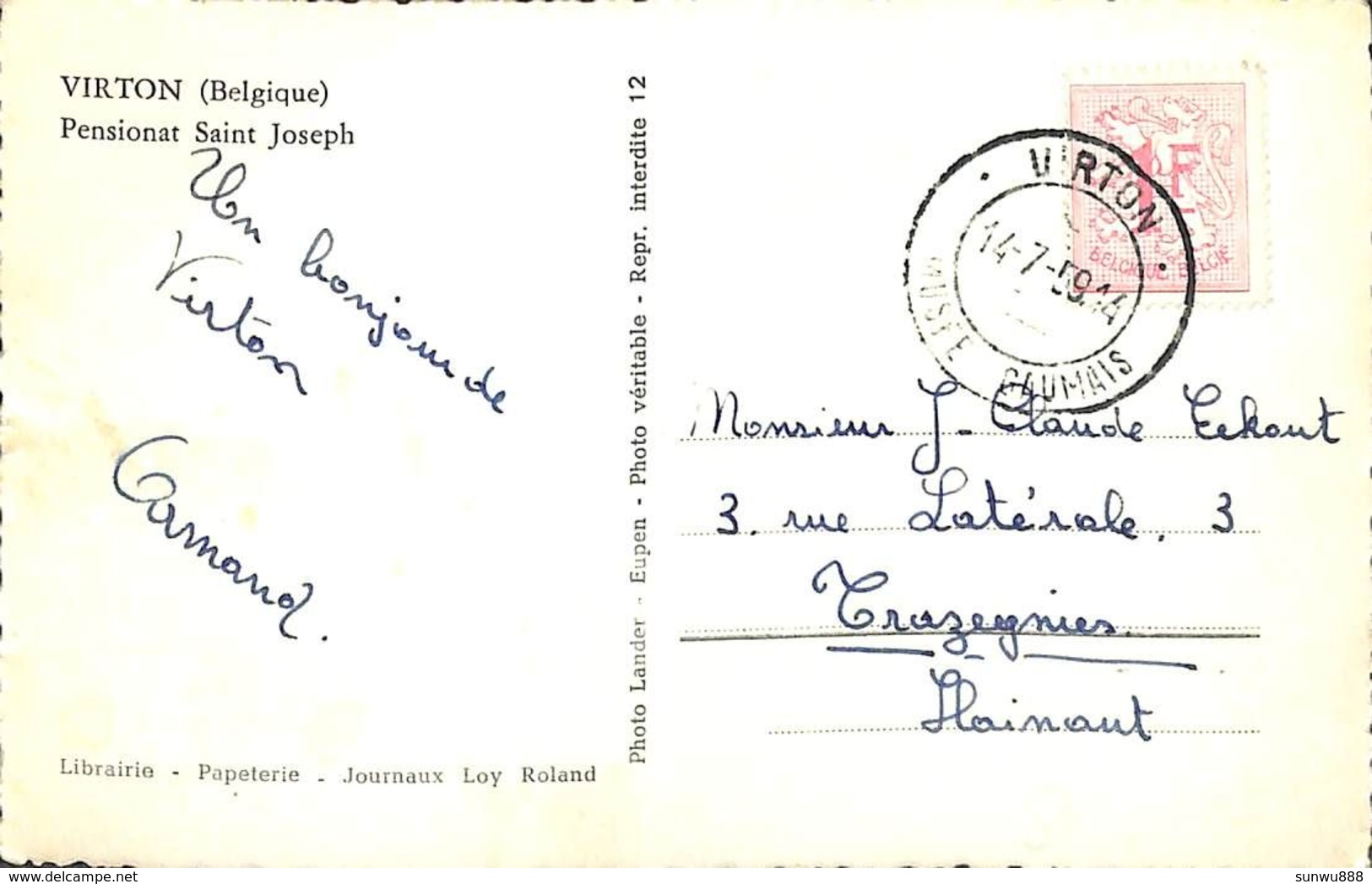 Virton - Pensionat Saint Joseph (Libr. Papeterie Loy Roland 1959) - Virton