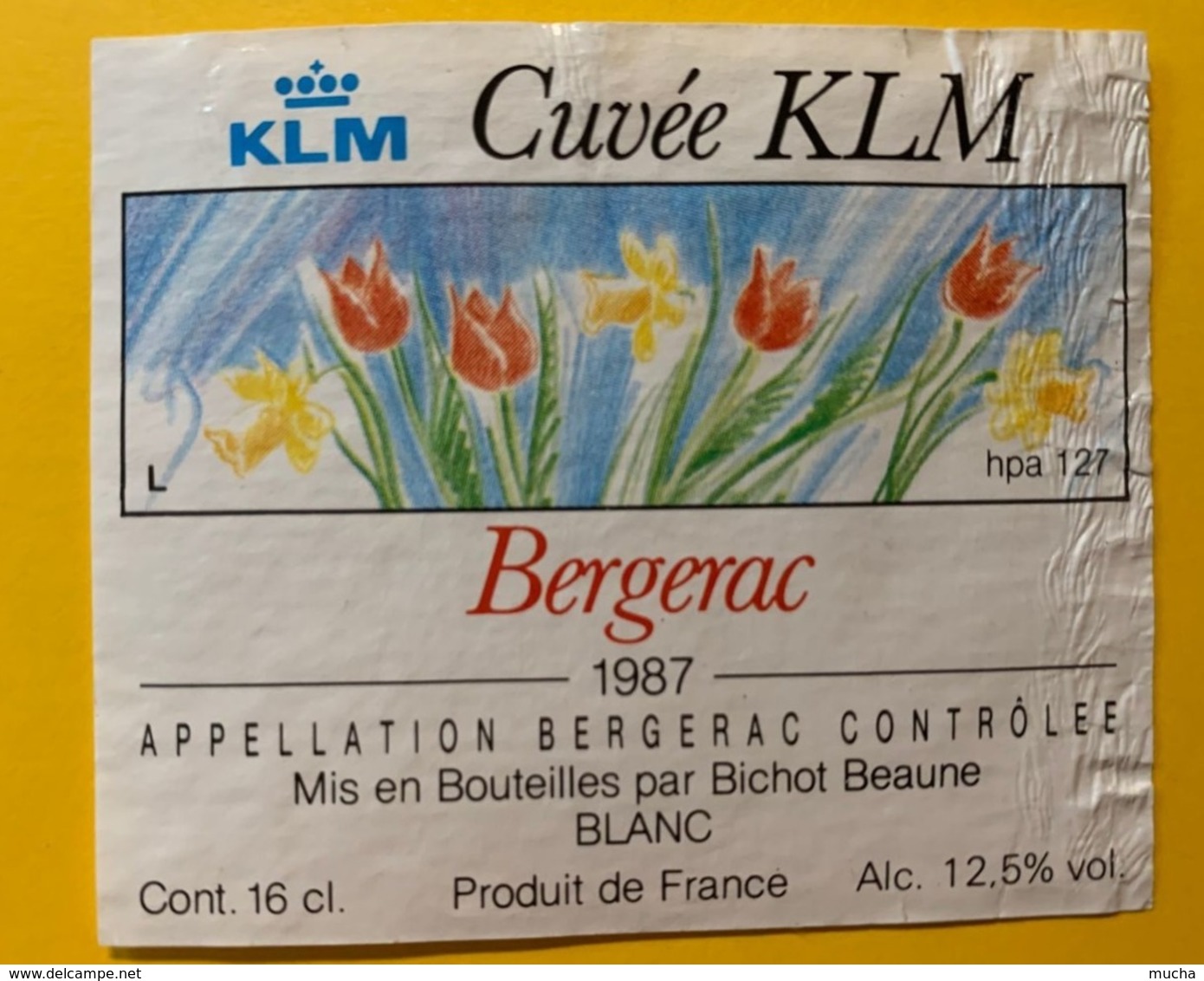 15523 -  Cuvée KLM Bergerac 1987 16cl état Moyen - Avions