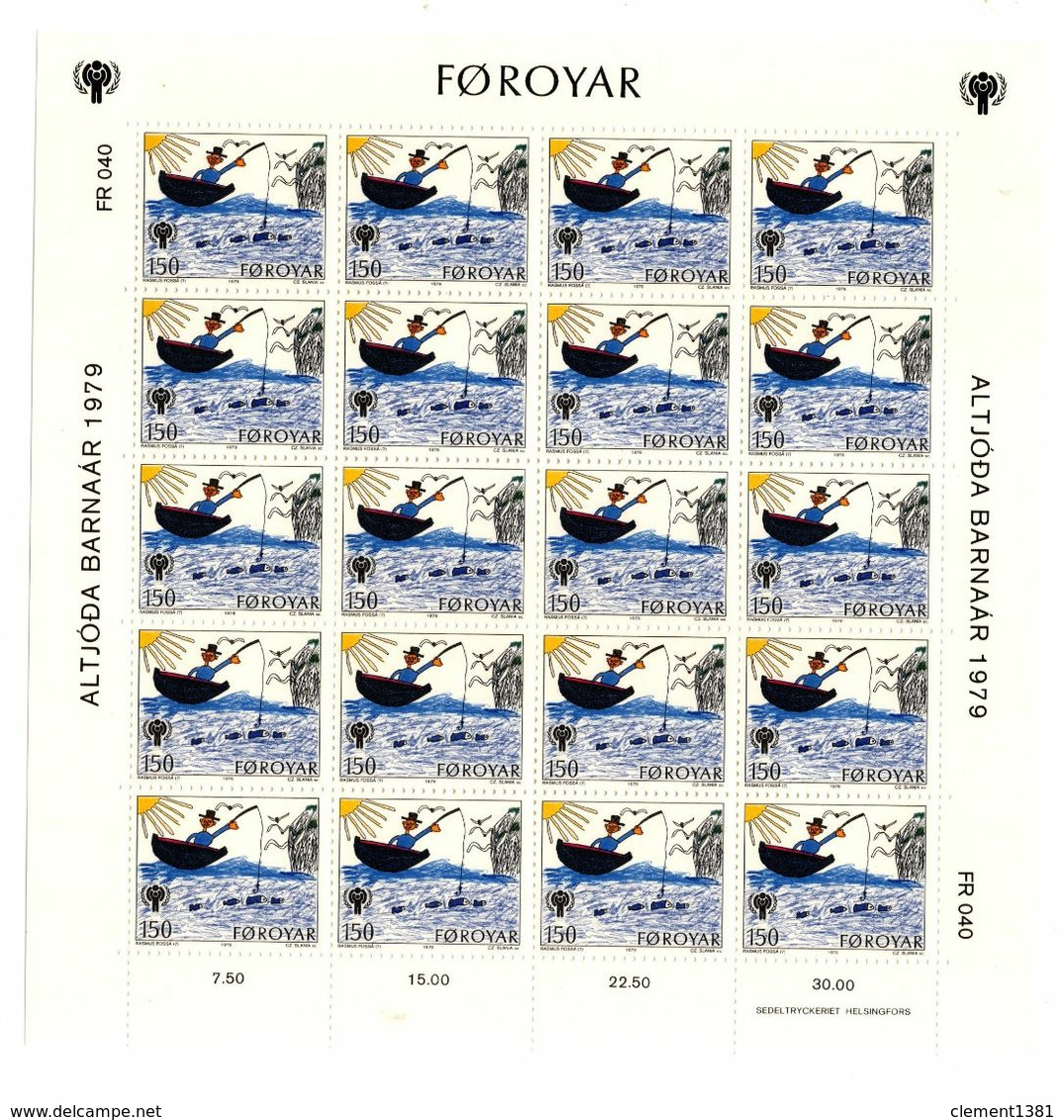 Iles Feroe Faroe Islands 1979 Sheet Year Of The Child Annee De L'enfance - Islas Faeroes