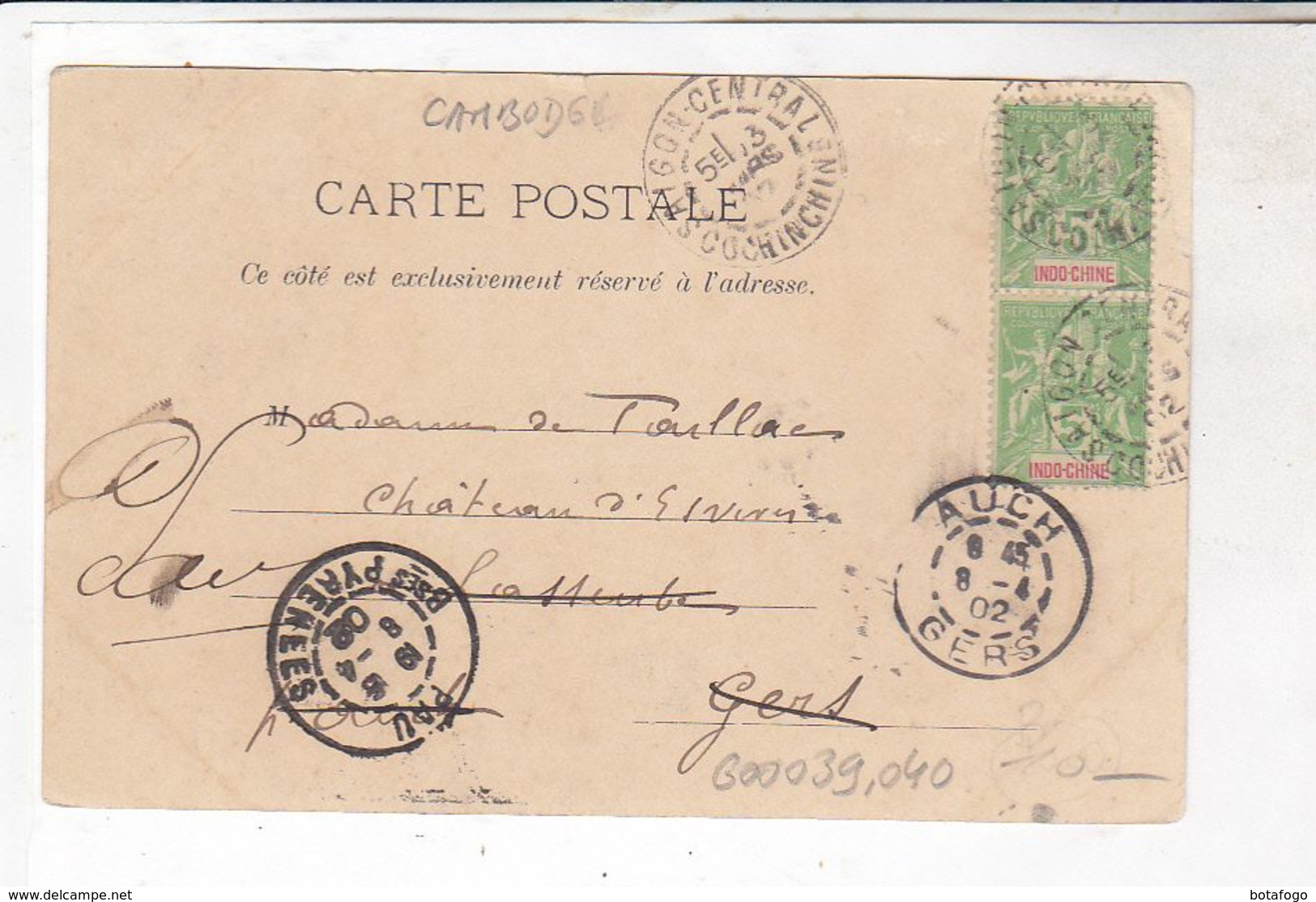 CPA CAMBODGE, SOUVENIR DES RUINES D ANGHOR En 1902 ! (voir Timbres) - Cambodge