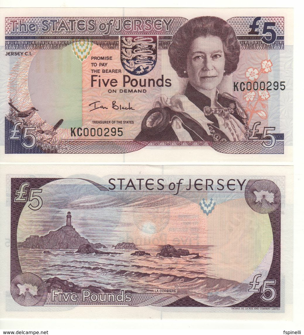 JERSEY   5 Pounds   P27a   ( ND 2000 )  Sign.  Ian Black   Low Serial 0000235   UNC - Jersey